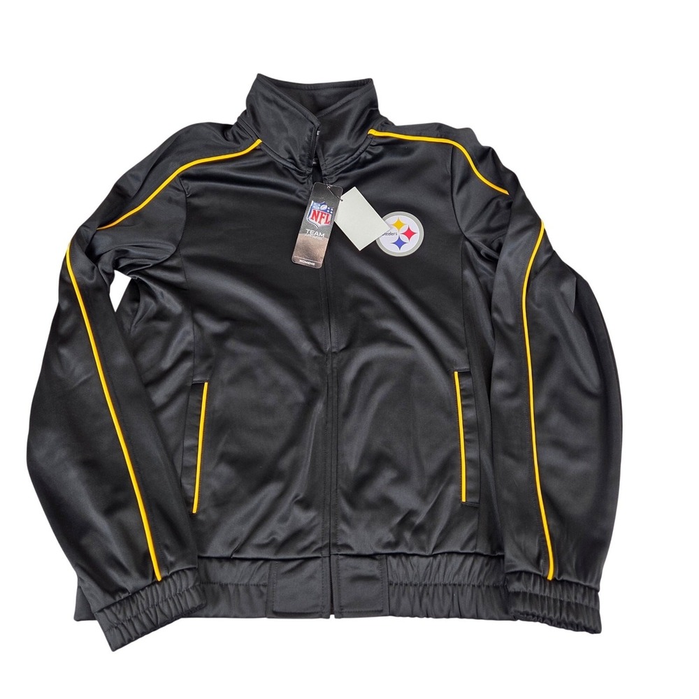 Pittsburgh Steelers NFL Team Apparel Track Jacket Womens S Black Full Zip NWT